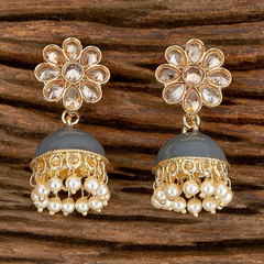 Grey Enamel Jhumkis Online 