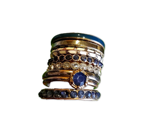 Blue And Gold Stack of Rings