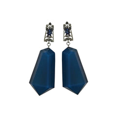 Blue Long Dangler Earrings 