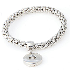 Click Button Silver Stretch Bracelet Online 