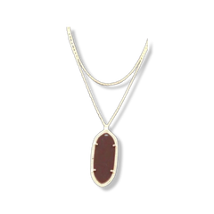 Brown Pendant Long Chain Necklace 