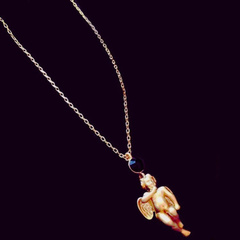 Vintage Cupid Pendant Chain Necklace 