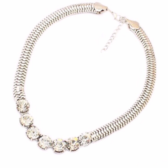 Silver Stone Collar Necklace 