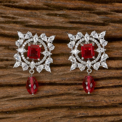 Red stone drop American diamond earrings 