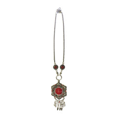 Silver And Red Tribal Necklace 