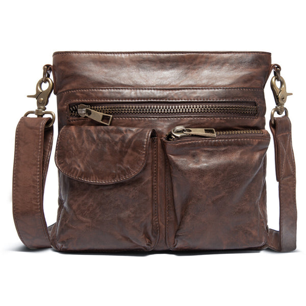 Oversize leather bumbag in high and soft quality / 13860 - Winter brow –  DEPECHE