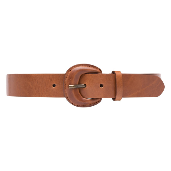 DEPECHE 14656 braided Wide belt – / - Cognac leather