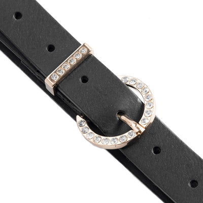 Denel Black & Gold Signature Pattern Leather Belt Bag
