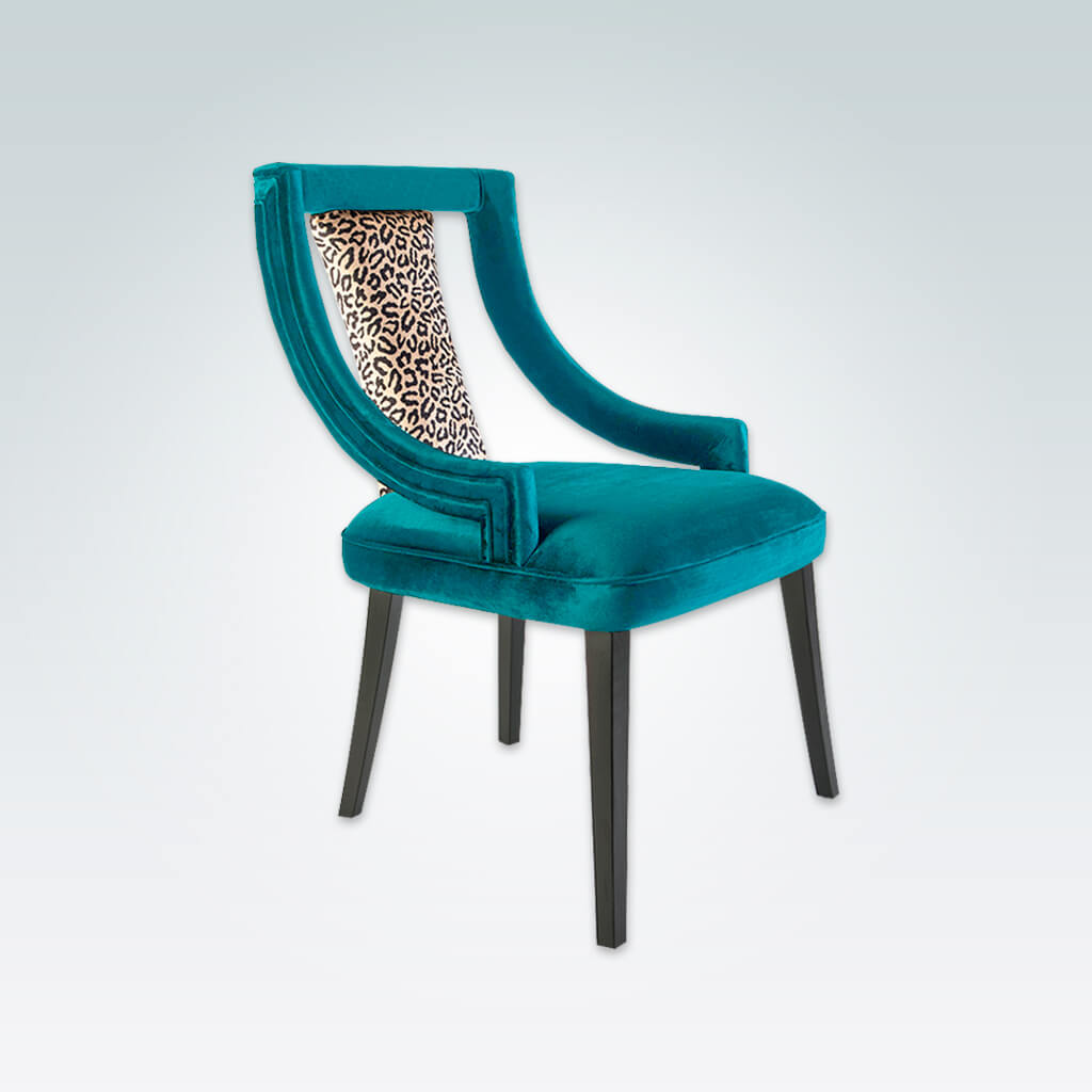 teal print chair