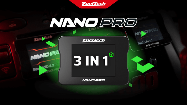 FuelTech NanoPRO O2 Sensor Conditioner - 3 in 1 with O2 sensor conditioner, 2nd display gauge function, and switch panel style button capability. IP67 rated with 2"color touchscreen..