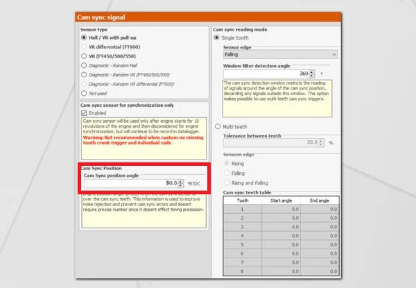 FuelTech How to Set Up Missing Tooth Trigger Wheel in FTManager Step 5 Reference