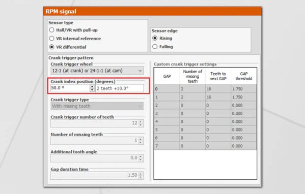 Missing Tooth Trigger Wheel Set Up Step 3 Reference FTManager