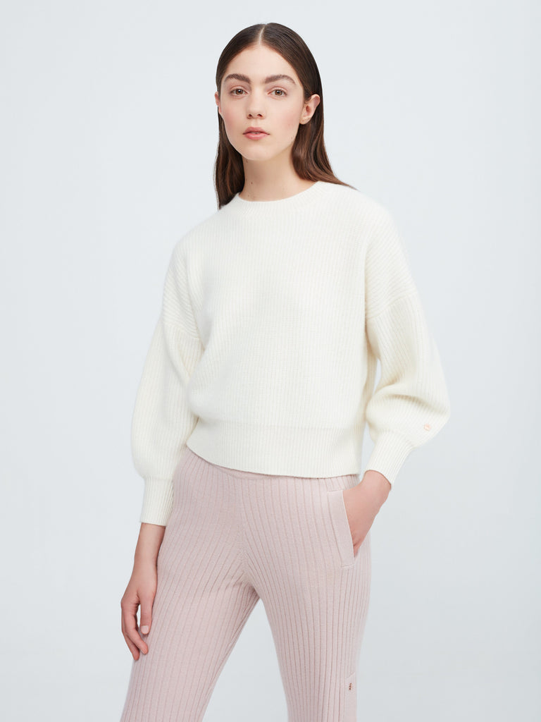 white cashmere sweater