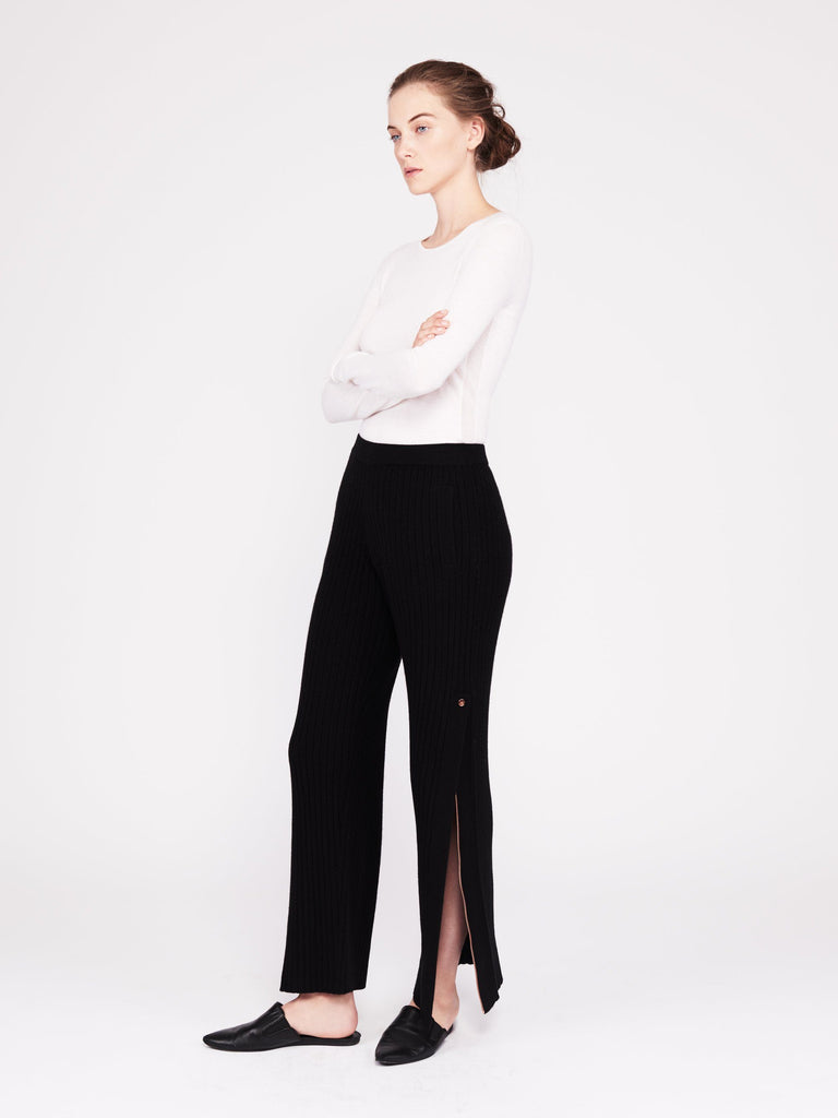 black wide leg track pants