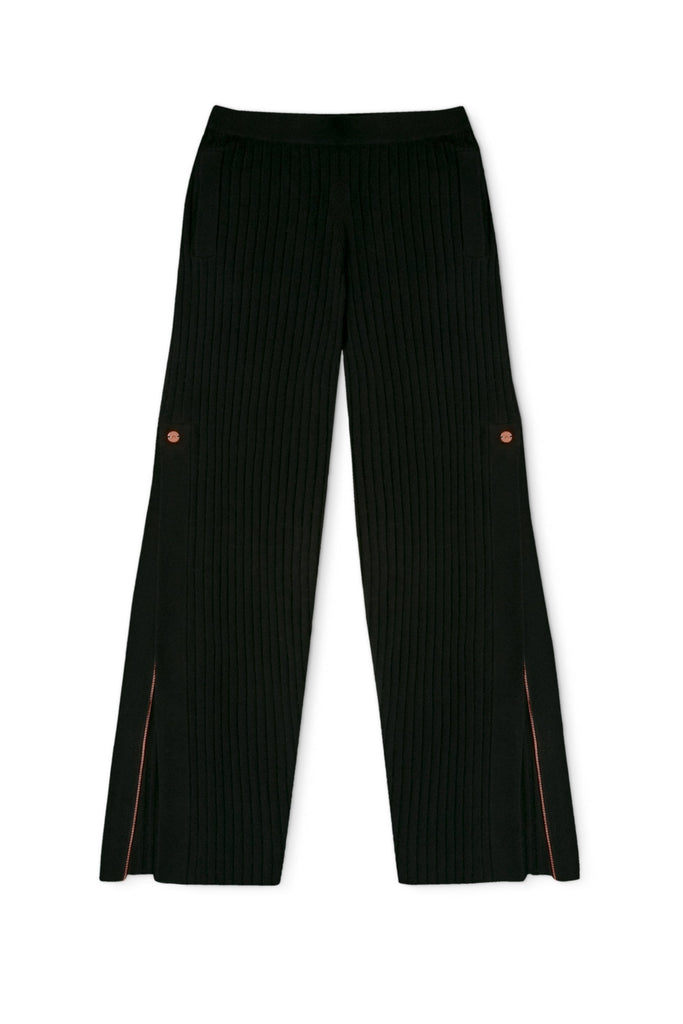 black wide leg track pants