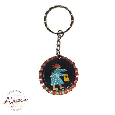 Painted Bottle Tops Keyring Afrika Bus Cathcurios