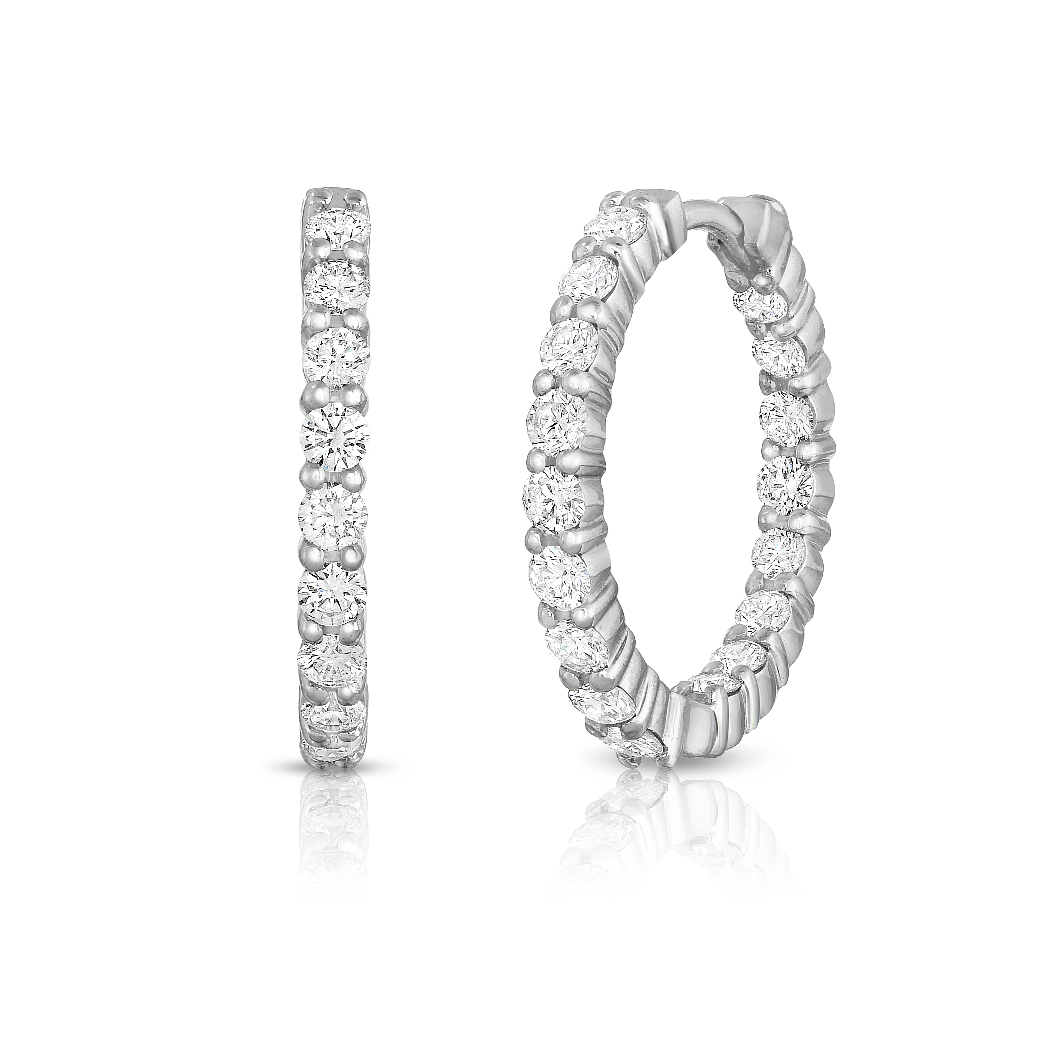 Perfect Diamond Hoops 18 Karat White Gold Medium Diamond Hoop Earrings