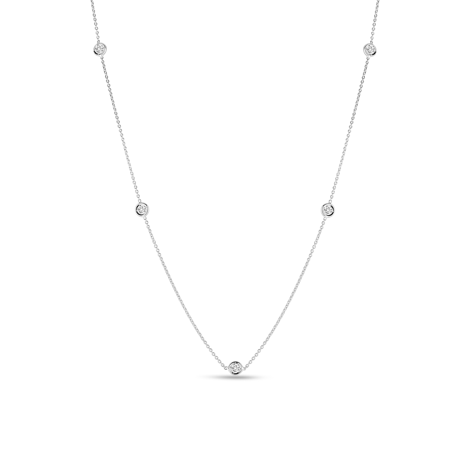 Diamonds By The Inch 18 Karat Gold (Yellow or White) 5 Station Diamond Necklace