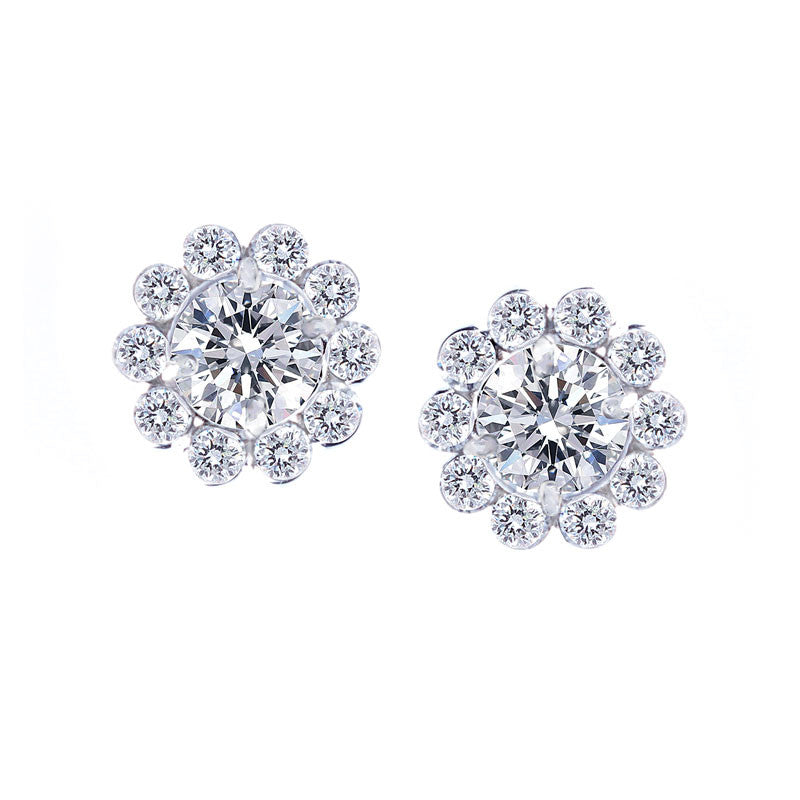 three stone diamond stud earrings