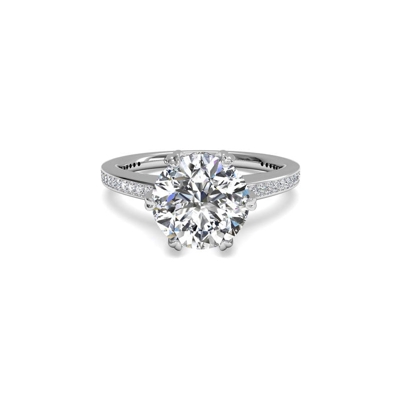 Ritani Six-Prong Micropave Round Brilliant Diamond Engagement Ring ...