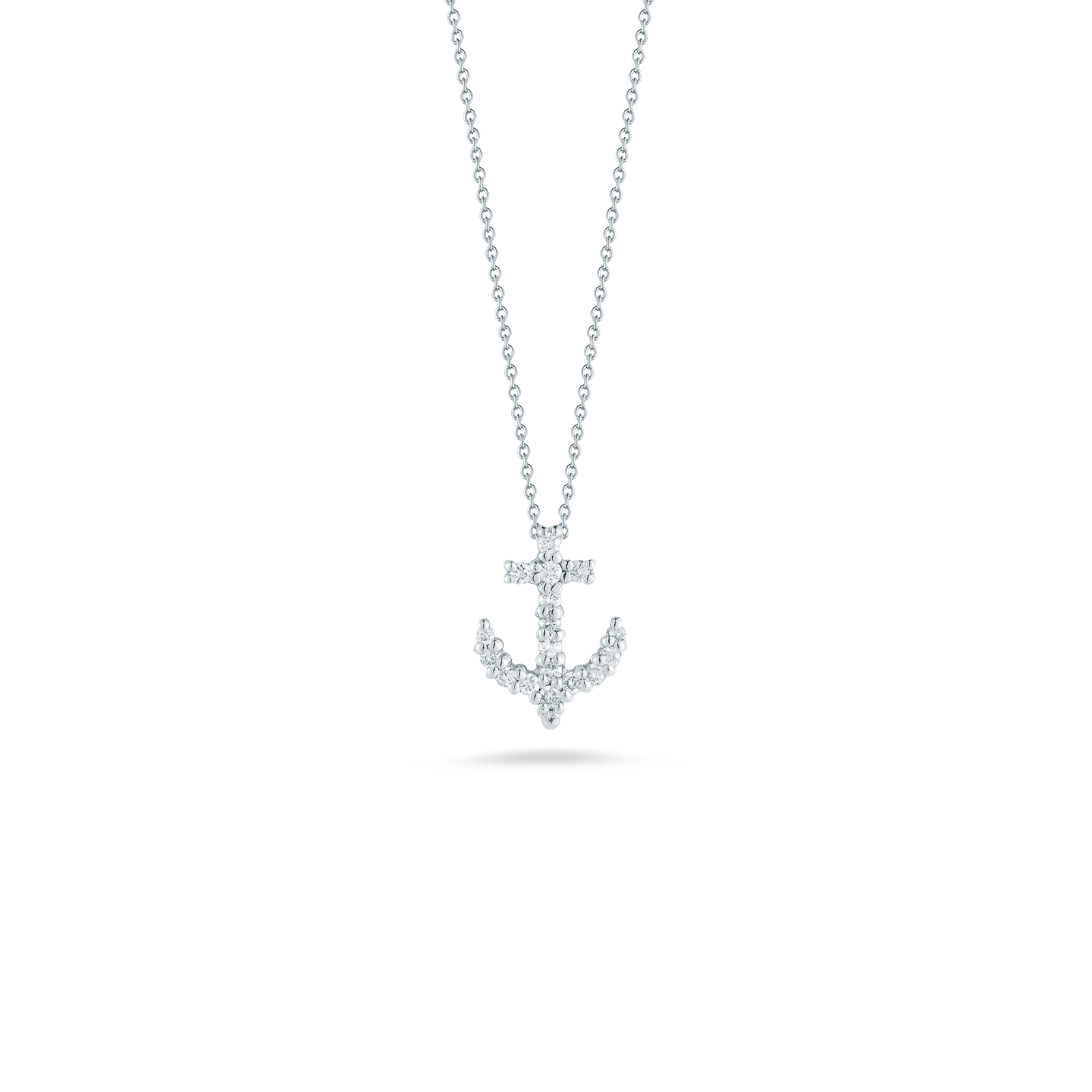 Tiny Treasures 18 Karat White Gold Diamond Baby Anchor Necklace