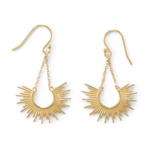 Shine On!" 14 Karat Gold Plated Sunburst Earrings - Wholesale Silver Jewelry  - Silver Stars Collection