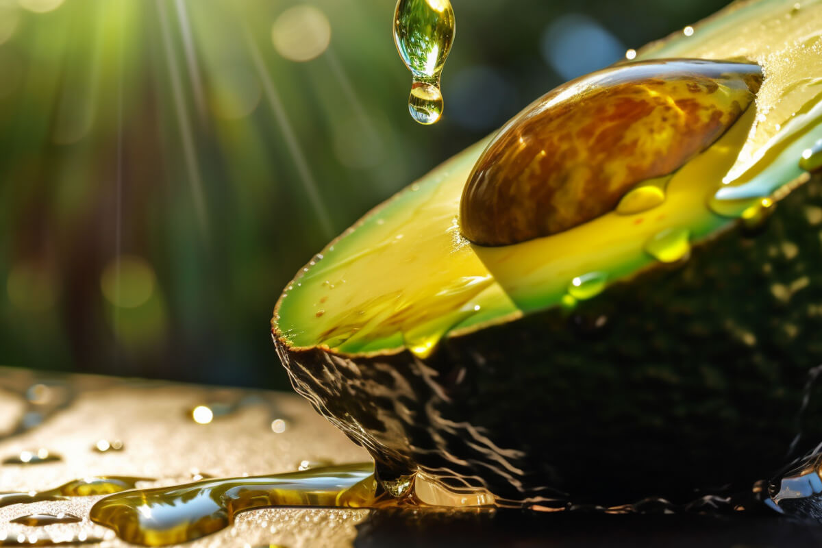 Avocado covered in avocado oil