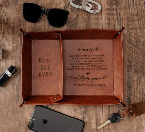 Faux Leather Valet Tray with Any Text