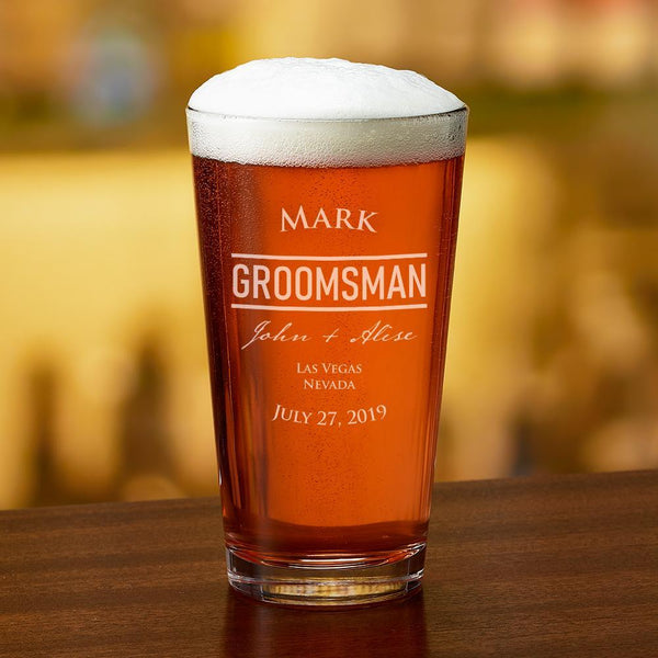 Engraved Groomsmen Pint Glasses – Groomsday