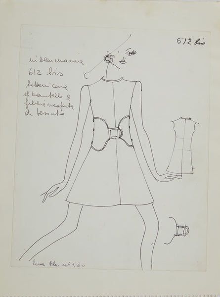 Karl Lagerfeld Original Fashion Sketch Ink Drawing 612 Bis Contemporar ...