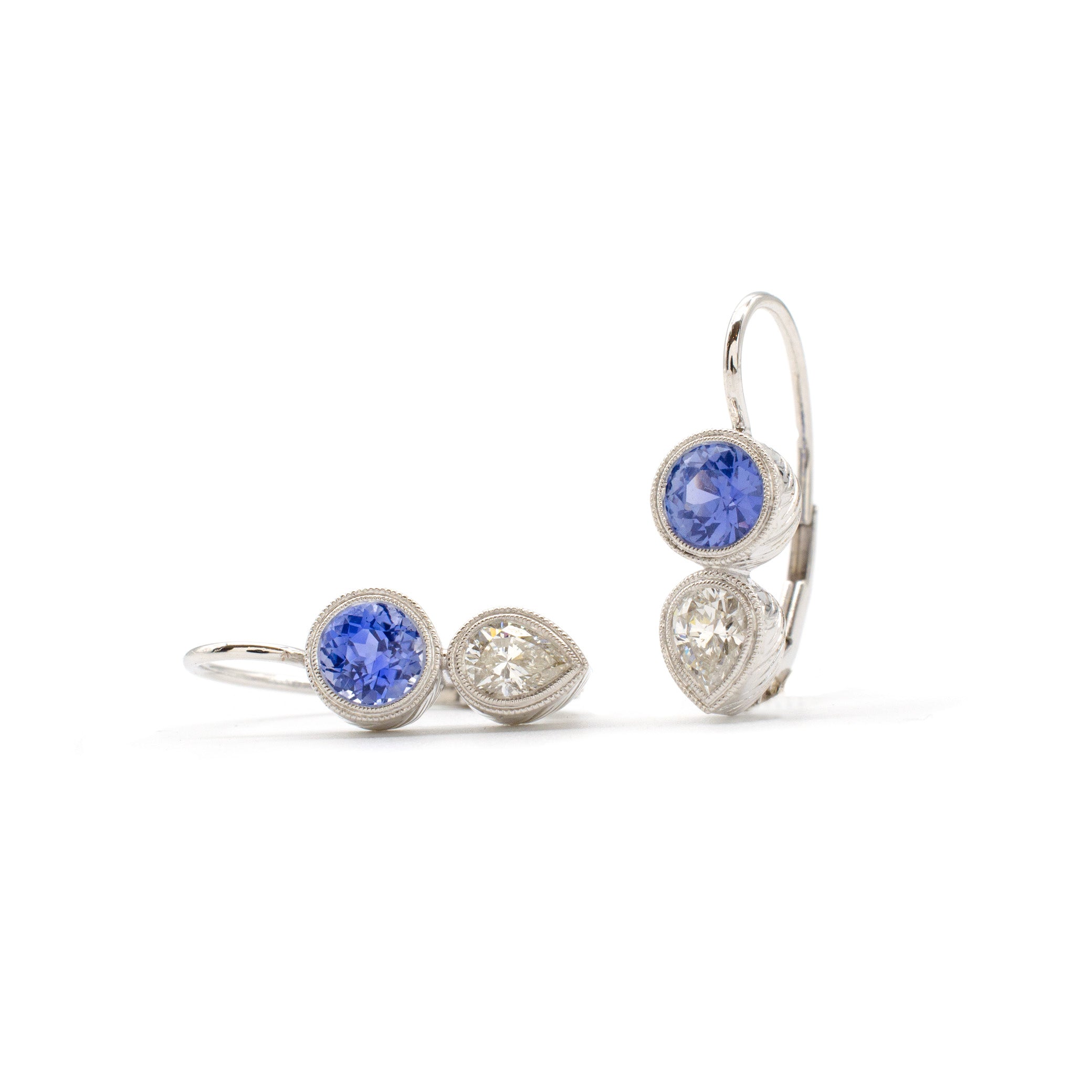 Engraved Duo Dangles (Sapphire)