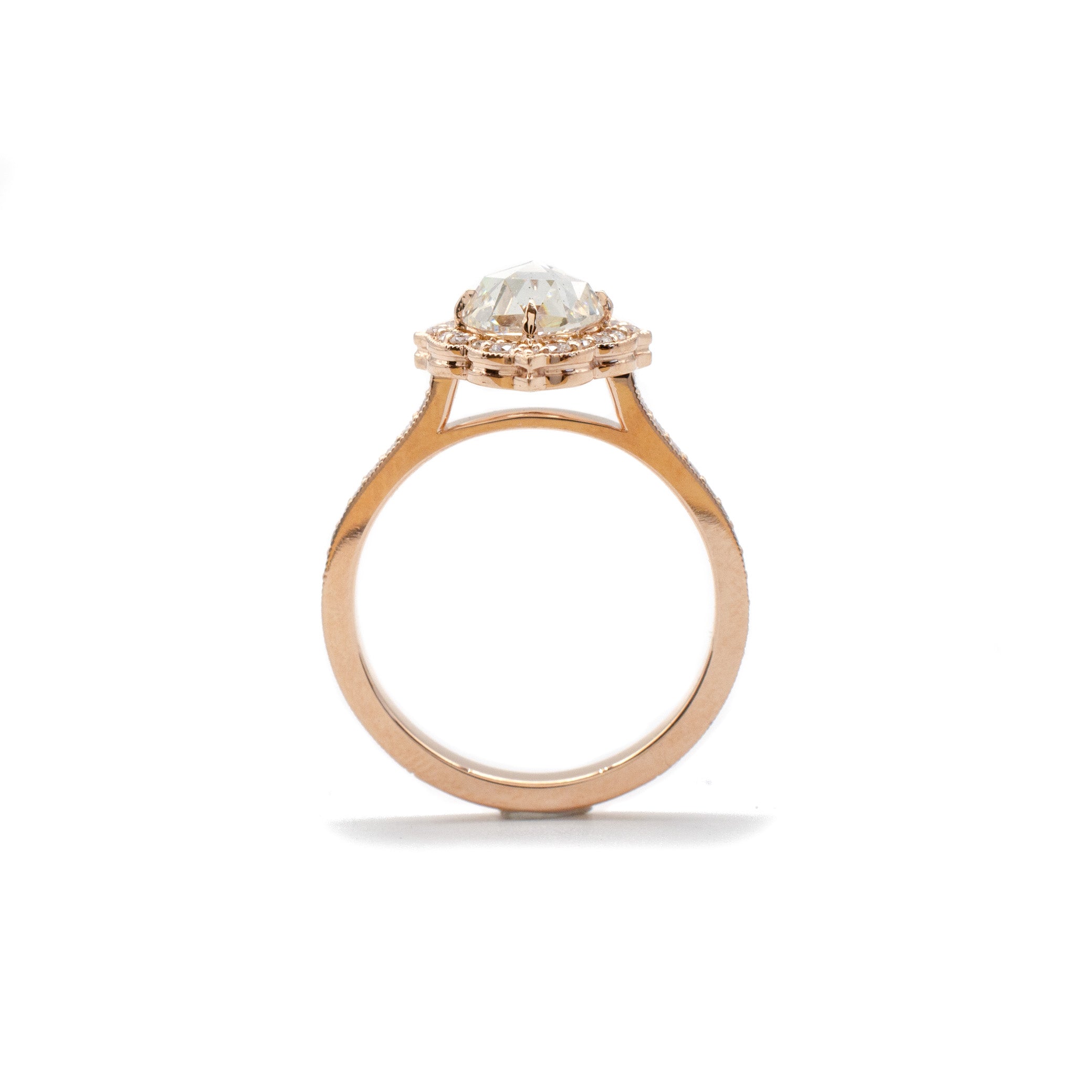 Scalloped Halo Ring with Rose Cut