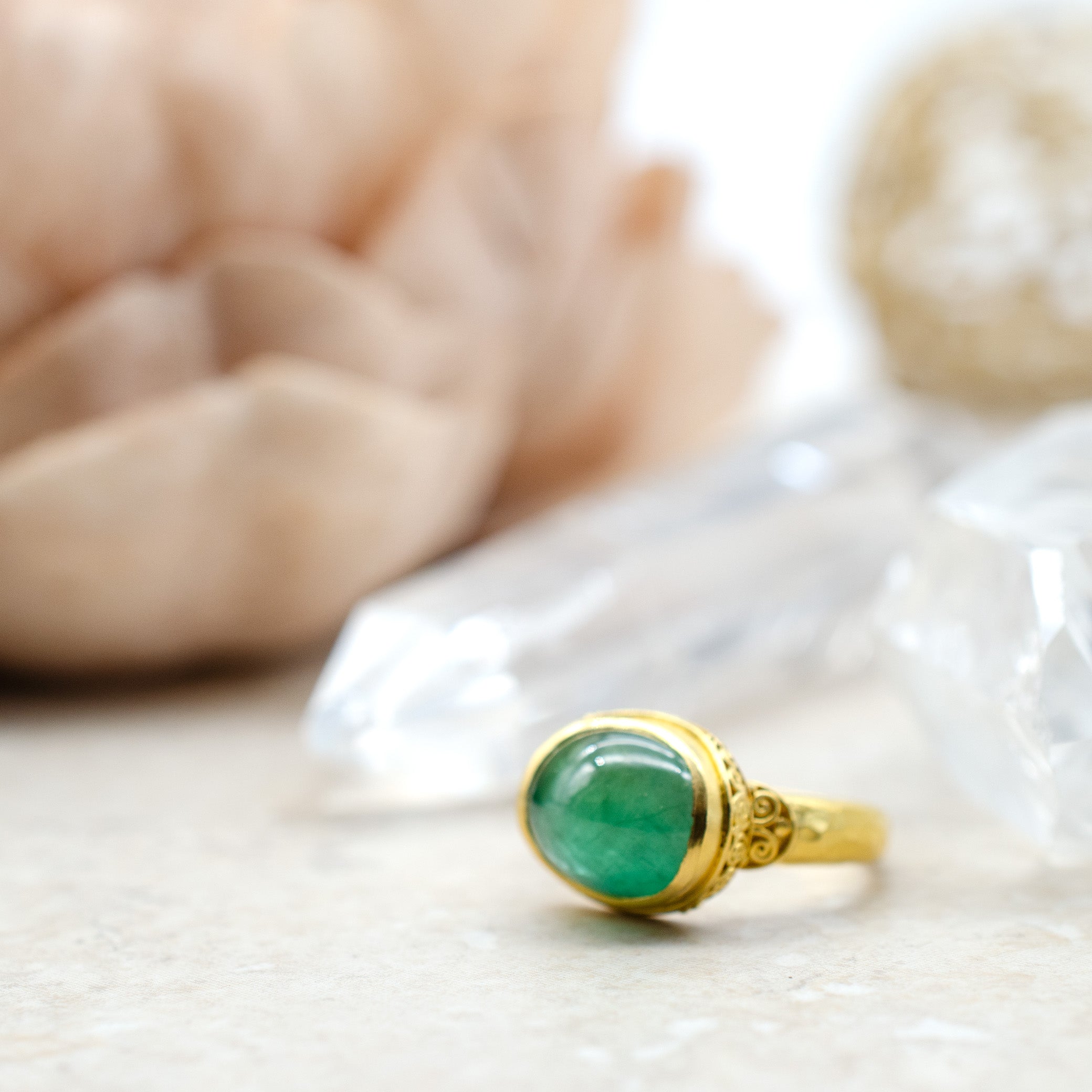 5ct Cabochon Emerald Ring