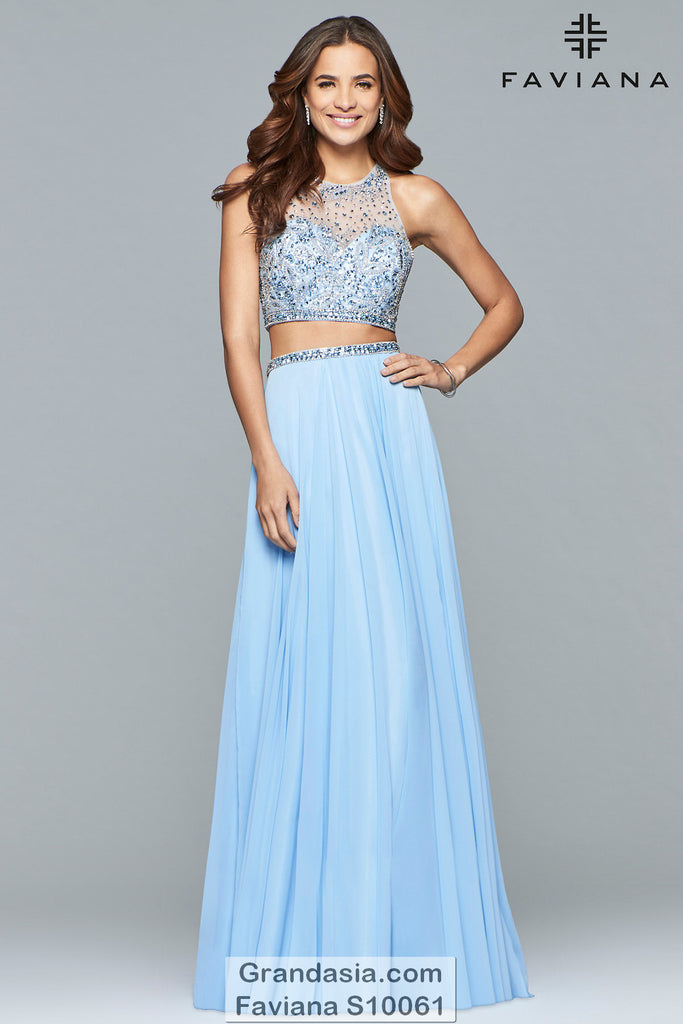 faviana light blue prom dress