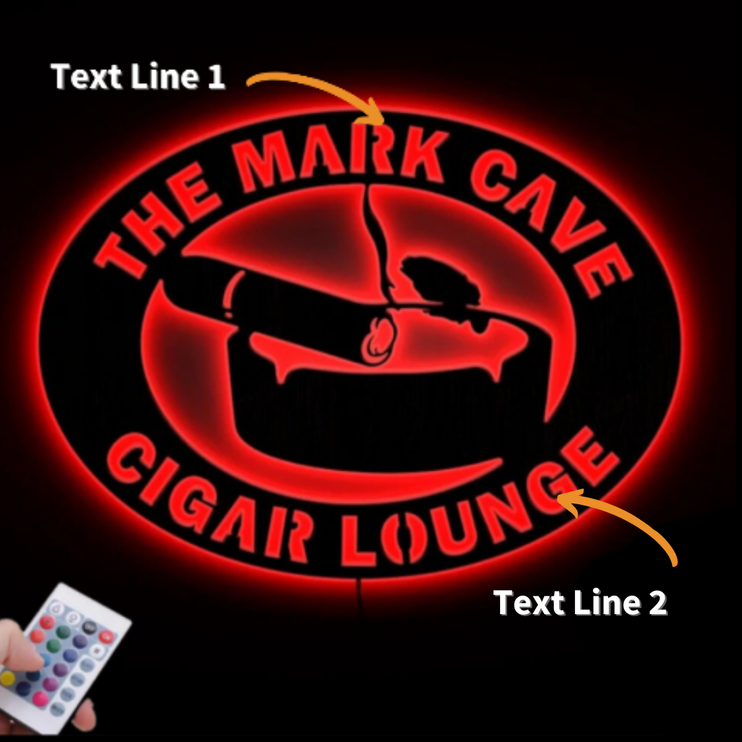 Personalized Wooden LED Color Changing Cigar Lounge Sign