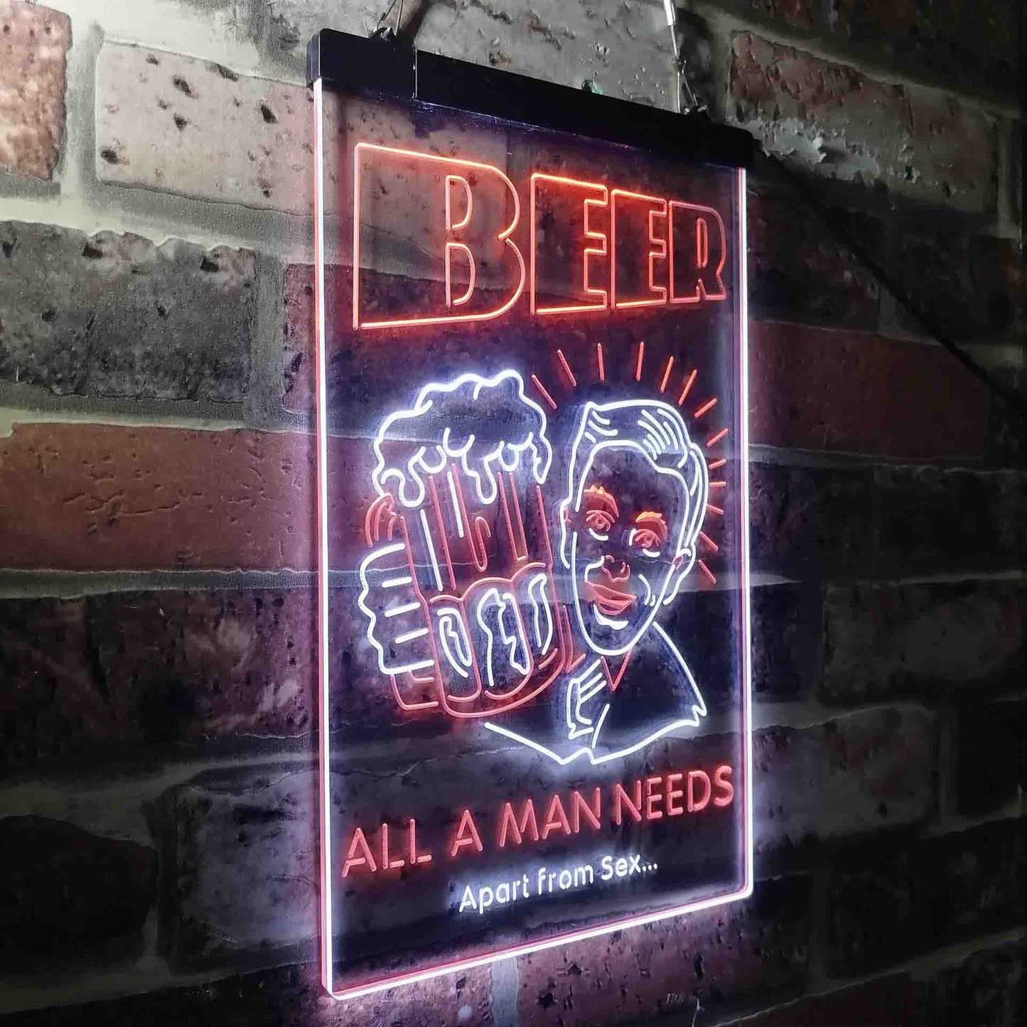 Beer All a Man Need Apart From Sex Two Colors LED Sign (Three Sizes)