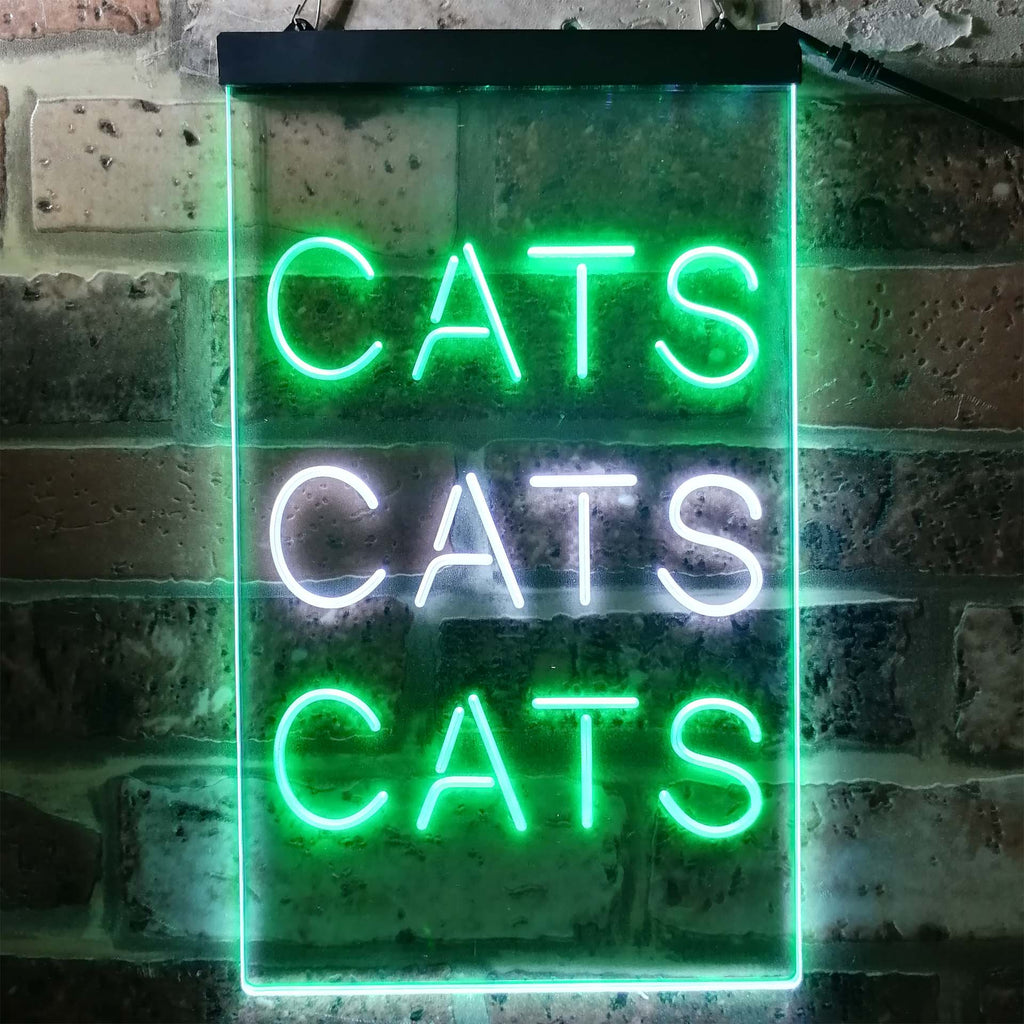 Cats Cats Cats Bedroom Décor Lover Two Color LED Sign (Three Sizes)