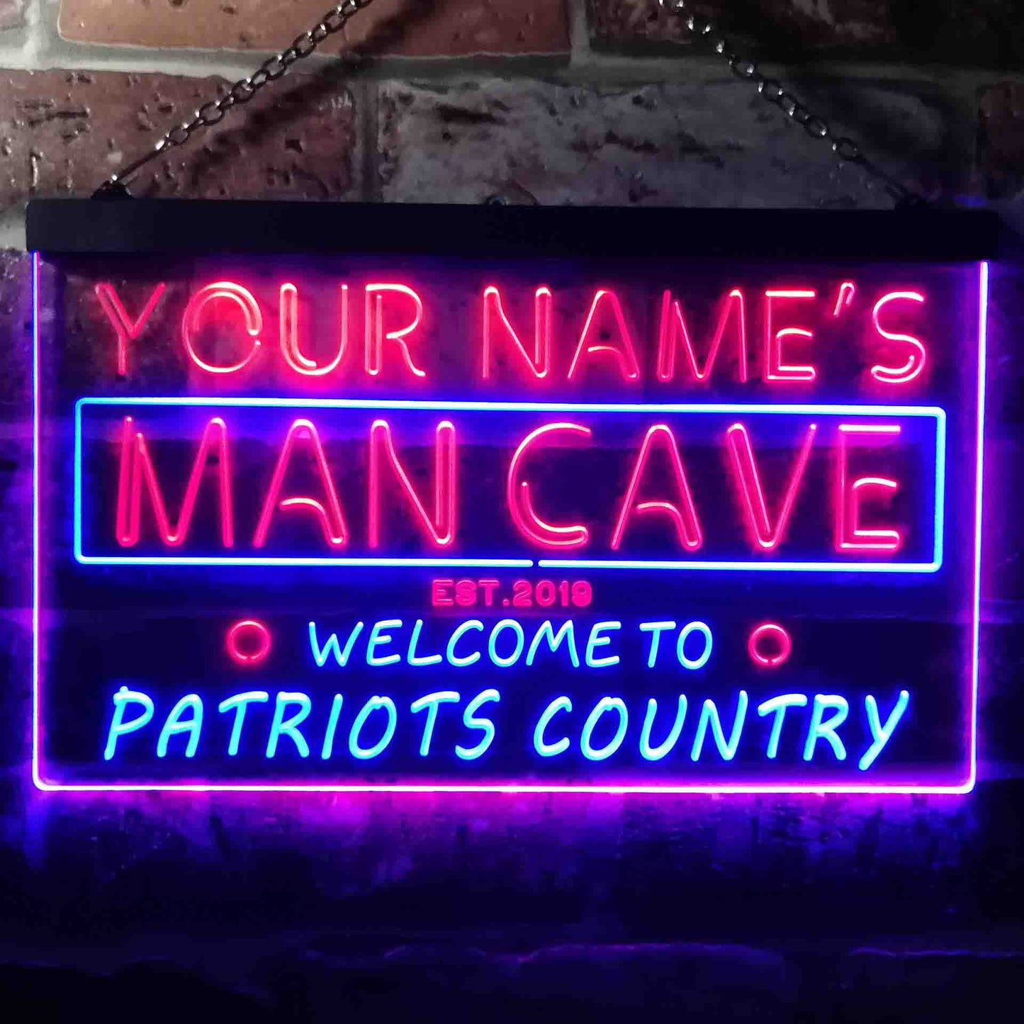 Personalized Man Cave Welcome to Patriots Country Two Colors LED Sign (Three Sizes) LED Signs - The Beer Lodge