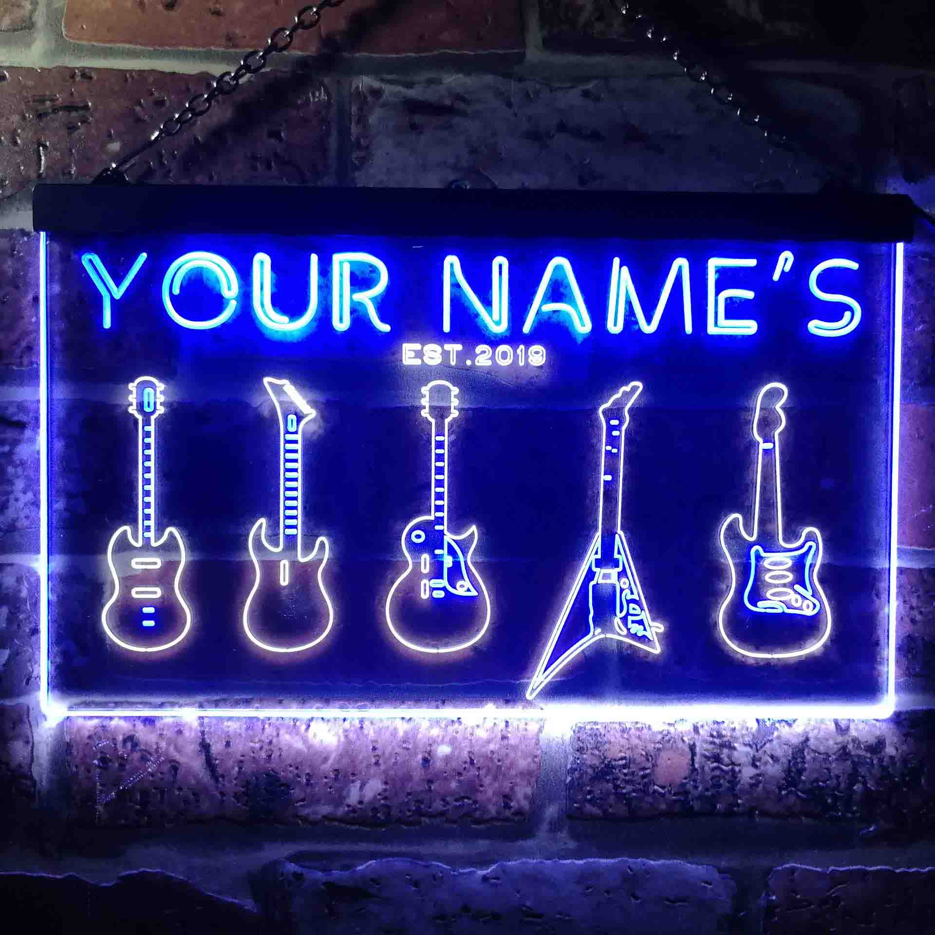Personalized Guitar Icons Two Colors LED Sign (Three Sizes) LED Signs - The Beer Lodge