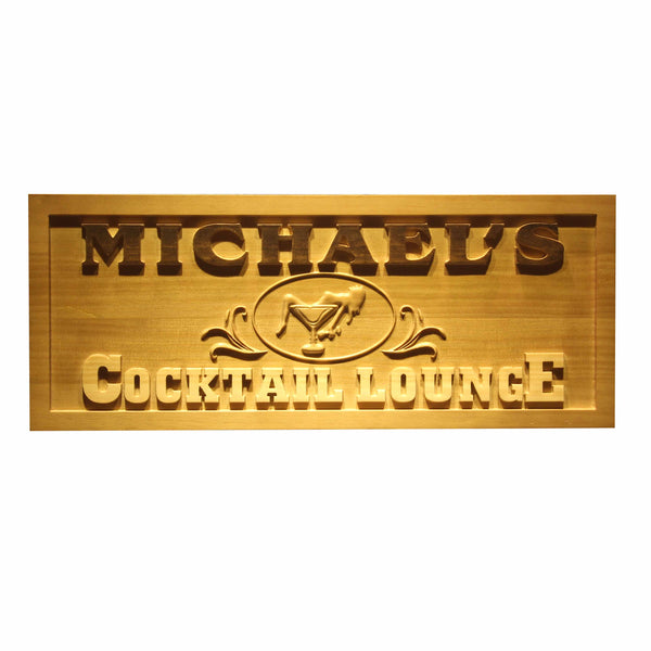 Personalized Cocktail Lounge Wooden Home Bar Sign