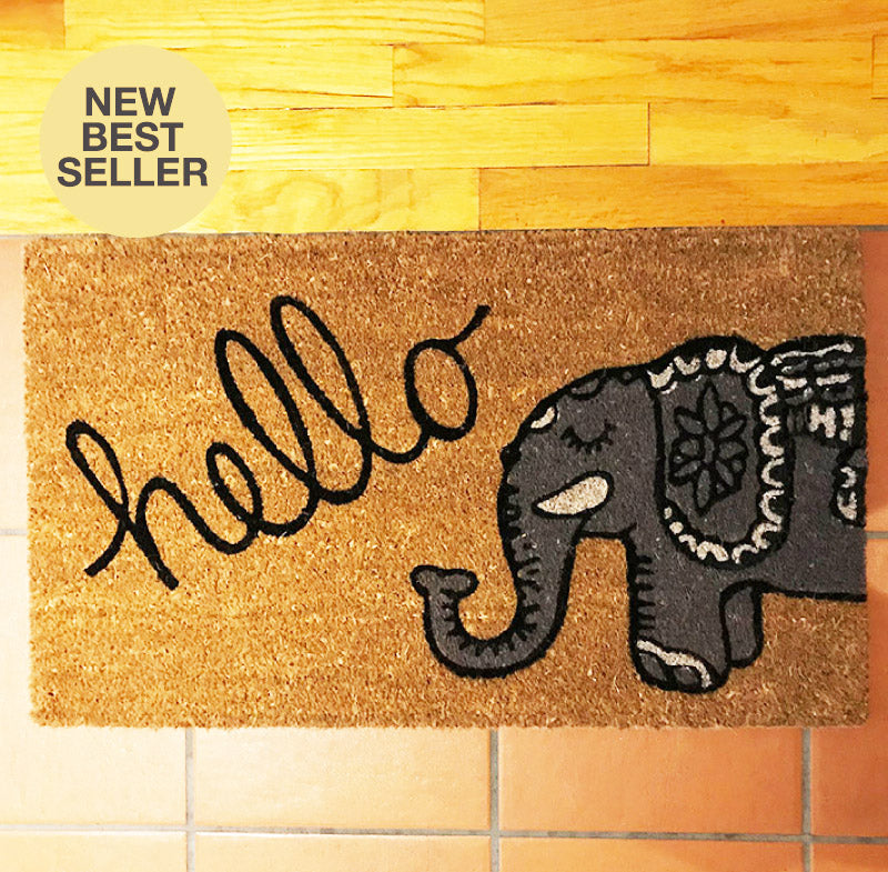 Hello Printed Door Mat Funky Yoga