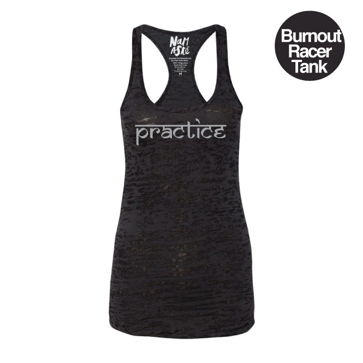 PRACTICE SANSKRIT ~ BLACK BURNOUT RACER TANK – Funky Yoga