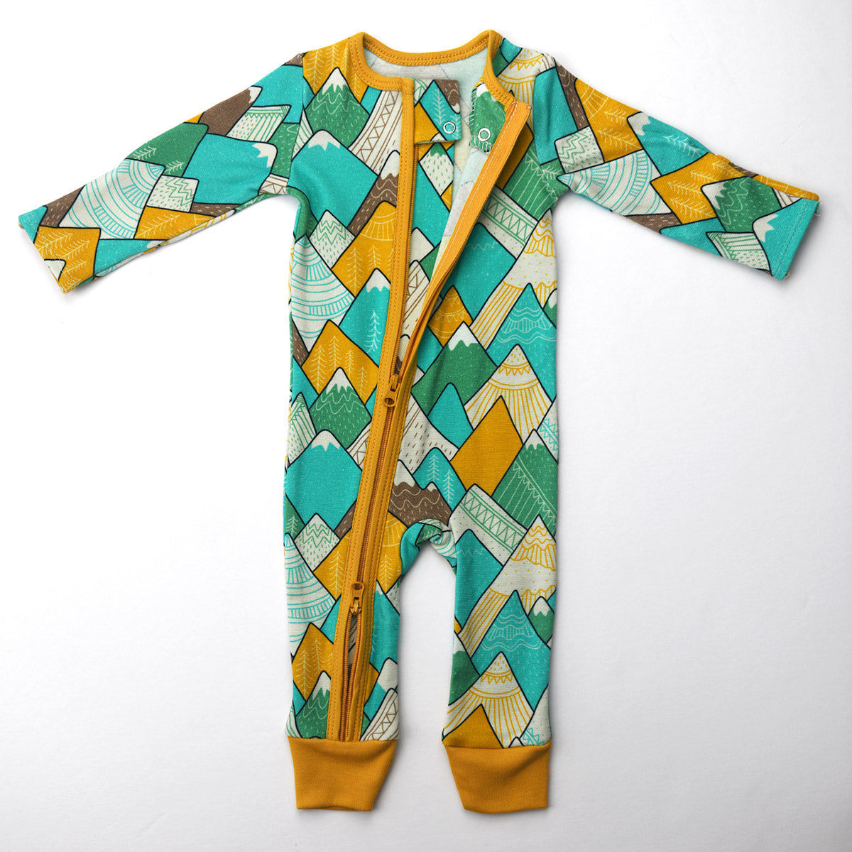 Organic Cotton Baby Pajamas 2-Way Zip Front Zipper Sleeper, Mountains ...