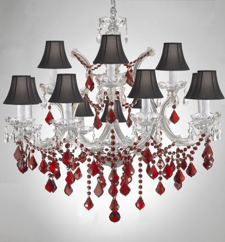 chandelier with red shades