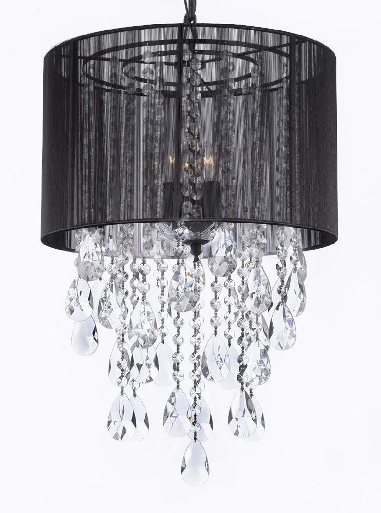 black shade crystal chandelier