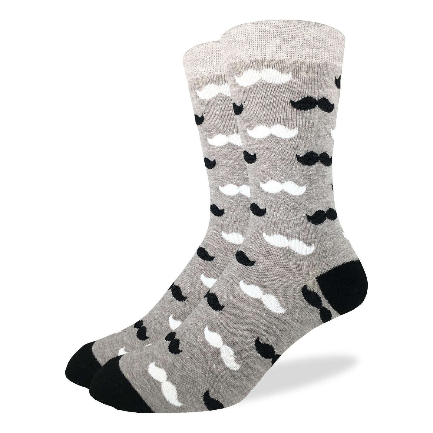 Men's Black & Grey Moustache Socks – Good Luck Sock