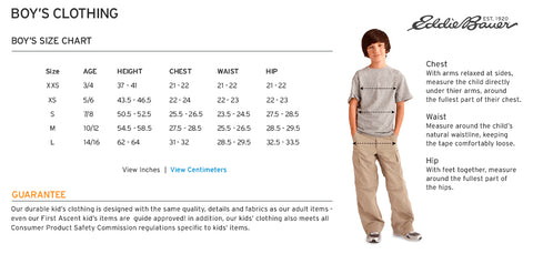 Eddie Bauer Jacket Size Chart