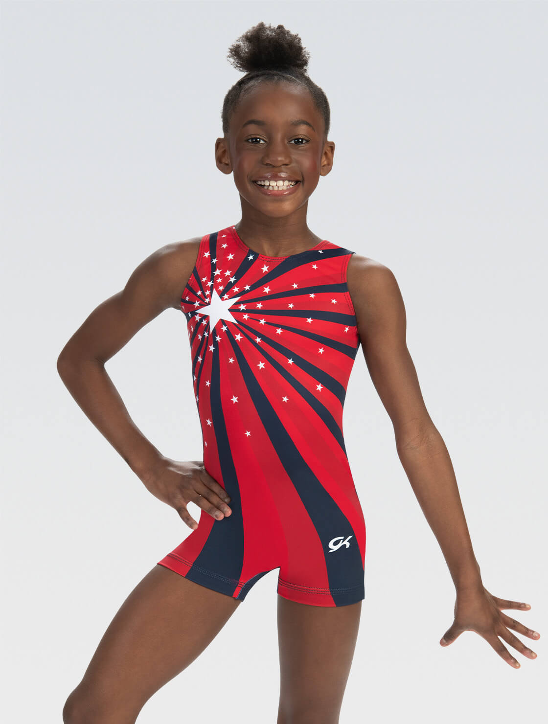 GK Stars Patriotic Star Gymnastics and Dance Biketard - GK Stars