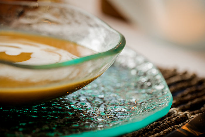 annieglass salt bowl plate squash soup