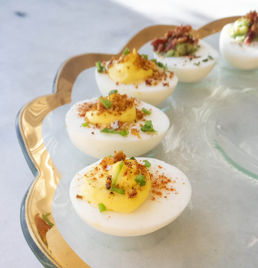 Deviled Eggs on the Annieglass Deviled Egg Platter